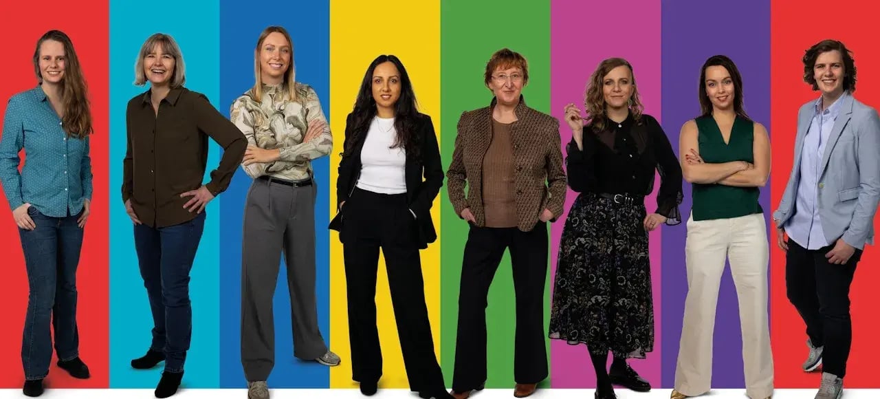 Collage of the 8 women in position within Conclusion