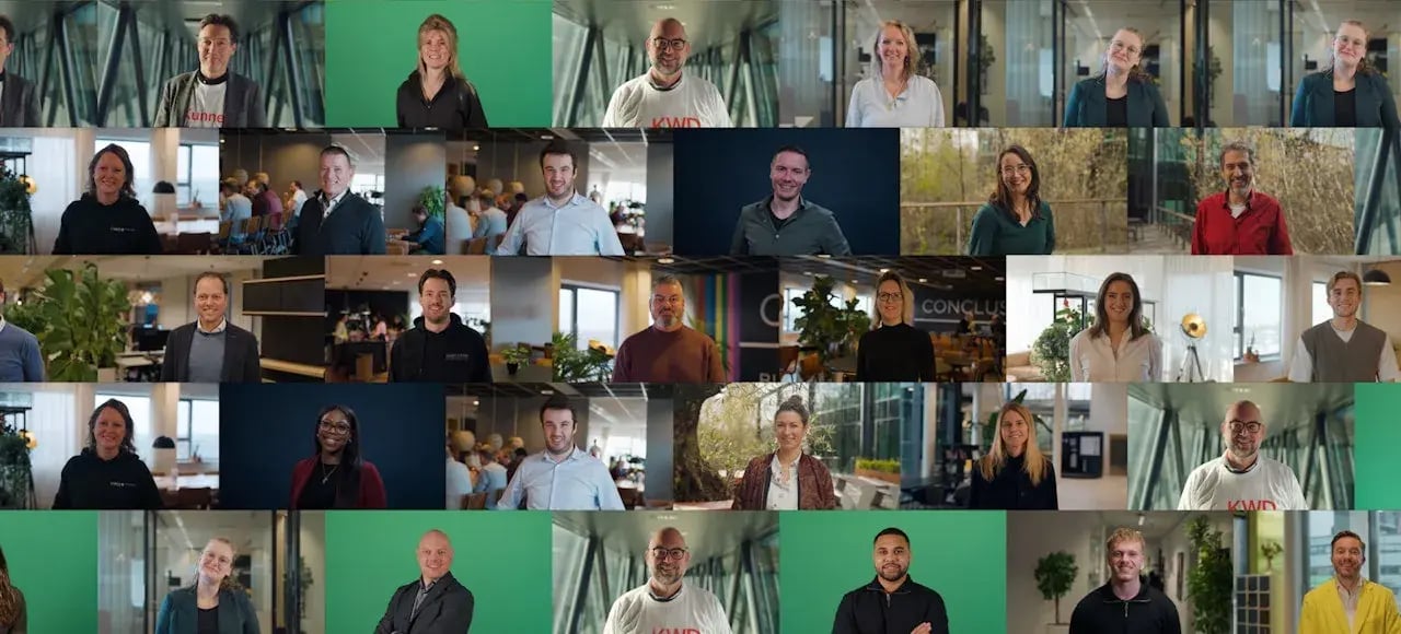 Collage van collega's die werken bij Conclusion